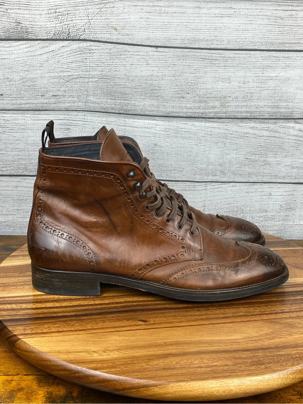 To Boot New‎ York Adam Derrick 79728 Brown Leather Wingtip Boots Lace up Mens 10